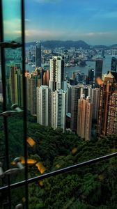 Preview wallpaper hong kong, view, night, skyscrapers