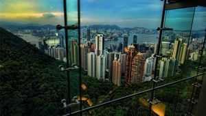 Preview wallpaper hong kong, view, night, skyscrapers