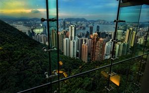 Preview wallpaper hong kong, view, night, skyscrapers