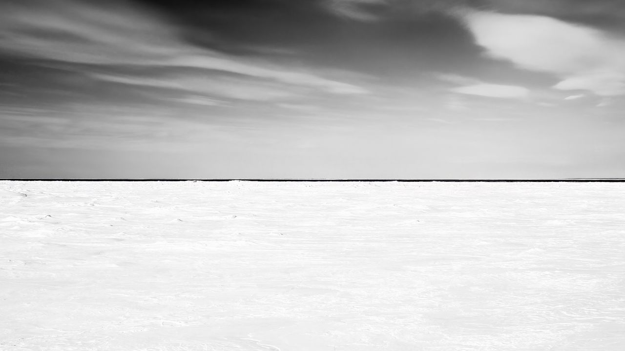 Wallpaper horizon, ice, snow, winter, sky, bw