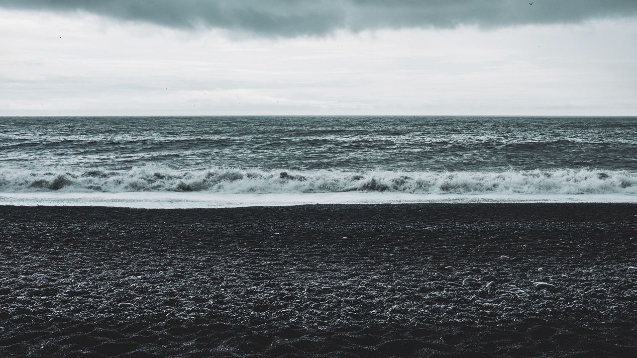 Wallpaper horizon, sea, beach, dark