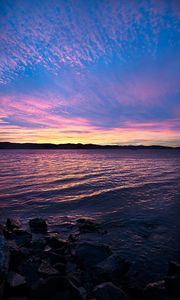 Preview wallpaper horizon, sea, sunset, stones