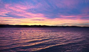 Preview wallpaper horizon, sea, sunset, stones