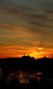 Preview wallpaper horizon, sunset, castle, silhouette