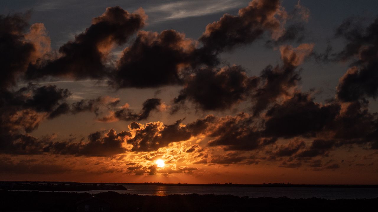 Wallpaper horizon, sunset, clouds, twilight, san pedro, belize
