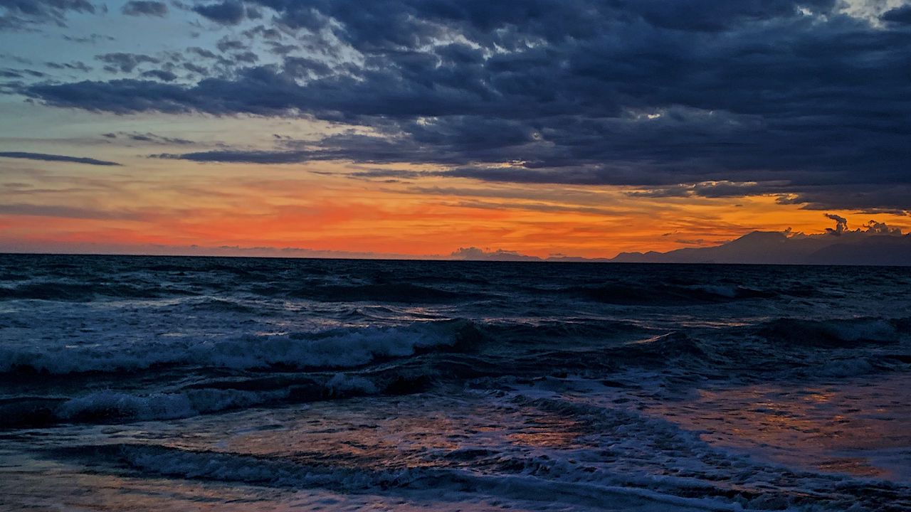 Wallpaper horizon, sunset, coast, tide