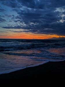 Preview wallpaper horizon, sunset, coast, tide