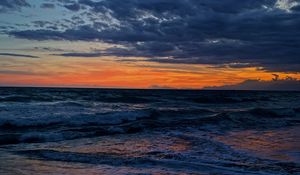 Preview wallpaper horizon, sunset, coast, tide