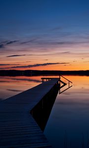 Preview wallpaper horizon, sunset, pier, wooden