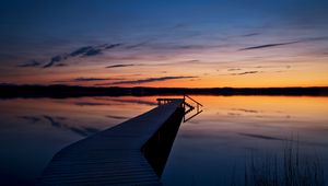 Preview wallpaper horizon, sunset, pier, wooden