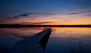 Preview wallpaper horizon, sunset, pier, wooden