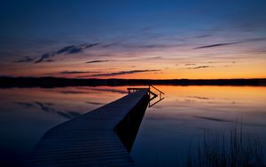 Preview wallpaper horizon, sunset, pier, wooden