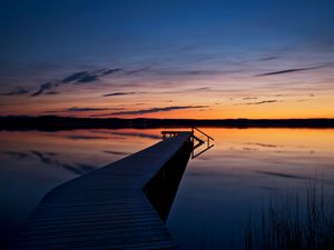 Preview wallpaper horizon, sunset, pier, wooden