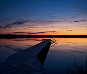 Preview wallpaper horizon, sunset, pier, wooden