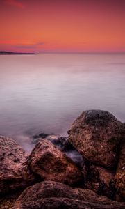 Preview wallpaper horizon, sunset, rocks, blocks, stones