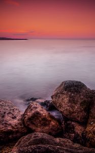 Preview wallpaper horizon, sunset, rocks, blocks, stones