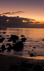 Preview wallpaper horizon, sunset, stones, blocks