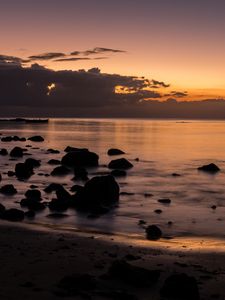 Preview wallpaper horizon, sunset, stones, blocks