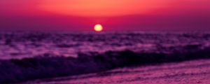 Preview wallpaper horizon, sunset, sun, purple