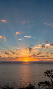 Preview wallpaper horizon, sunset, water, clouds