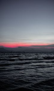 Preview wallpaper horizon, sunset, water, clouds, hills