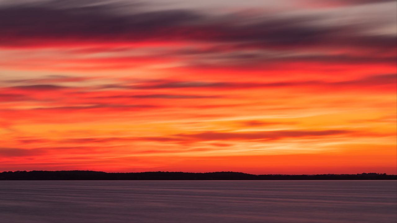 Wallpaper horizon, sunset, water, sky