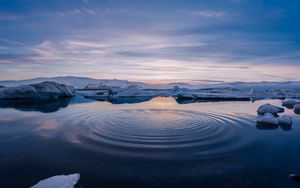 Preview wallpaper horizon, water, circles, snowy