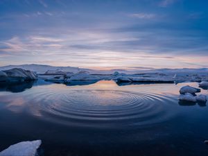 Preview wallpaper horizon, water, circles, snowy