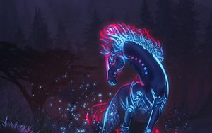 Preview wallpaper horse, fantasy, pattern, particles, art