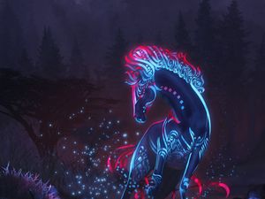 Preview wallpaper horse, fantasy, pattern, particles, art