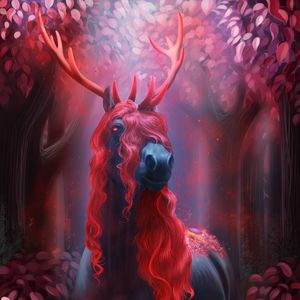 Preview wallpaper horse, horns, fiction