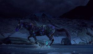 Preview wallpaper horse, paints, water, gallop, night