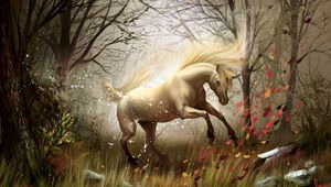 Preview wallpaper horse, wood, magic, wind, transformation