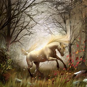 Preview wallpaper horse, wood, magic, wind, transformation