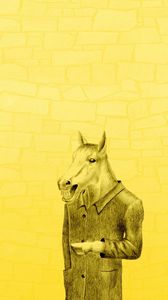 Preview wallpaper horses coat, yellow background, minimalism