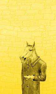 Preview wallpaper horses coat, yellow background, minimalism