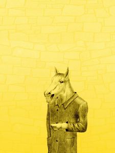 Preview wallpaper horses coat, yellow background, minimalism