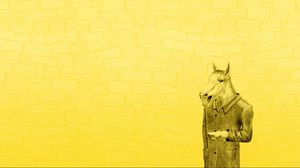 Preview wallpaper horses coat, yellow background, minimalism