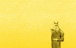 Preview wallpaper horses coat, yellow background, minimalism