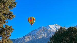 Preview wallpaper hot air balloon, mountain, snow, nature