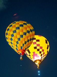 Preview wallpaper hot air balloon, travel, clouds, sky, flight, height, dark
