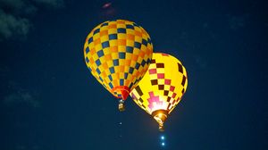 Preview wallpaper hot air balloon, travel, clouds, sky, flight, height, dark