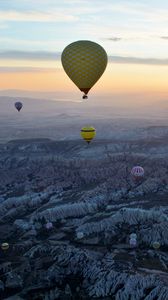 Preview wallpaper hot air balloons, flight, height, mountains, relief