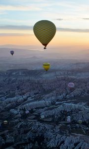 Preview wallpaper hot air balloons, flight, height, mountains, relief