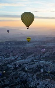 Preview wallpaper hot air balloons, flight, height, mountains, relief