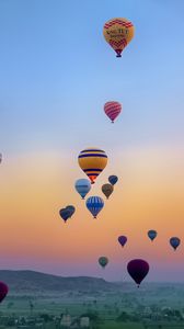 Preview wallpaper hot air balloons, flight, sky, sunrise