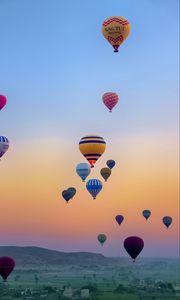 Preview wallpaper hot air balloons, flight, sky, sunrise