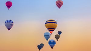 Preview wallpaper hot air balloons, flight, sky, sunrise