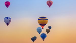 Preview wallpaper hot air balloons, flight, sky, sunrise