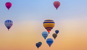 Preview wallpaper hot air balloons, flight, sky, sunrise